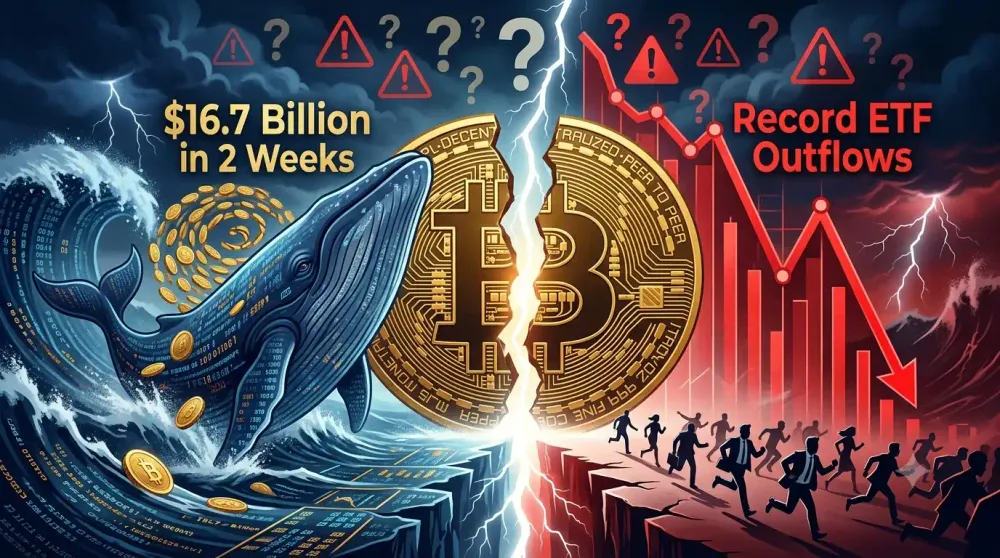 Кити скупили BTC на $16,7 млрд попри рекордний відтік з ETF